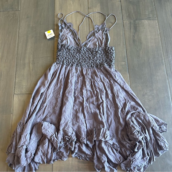 Free People One Adella Slip Mini Dress in Charcoal - Picture 4 of 6